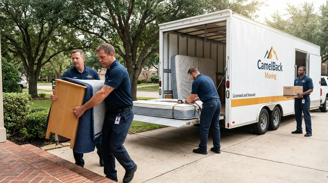 Crew loading residential truck for cross-state move from Milford, DE