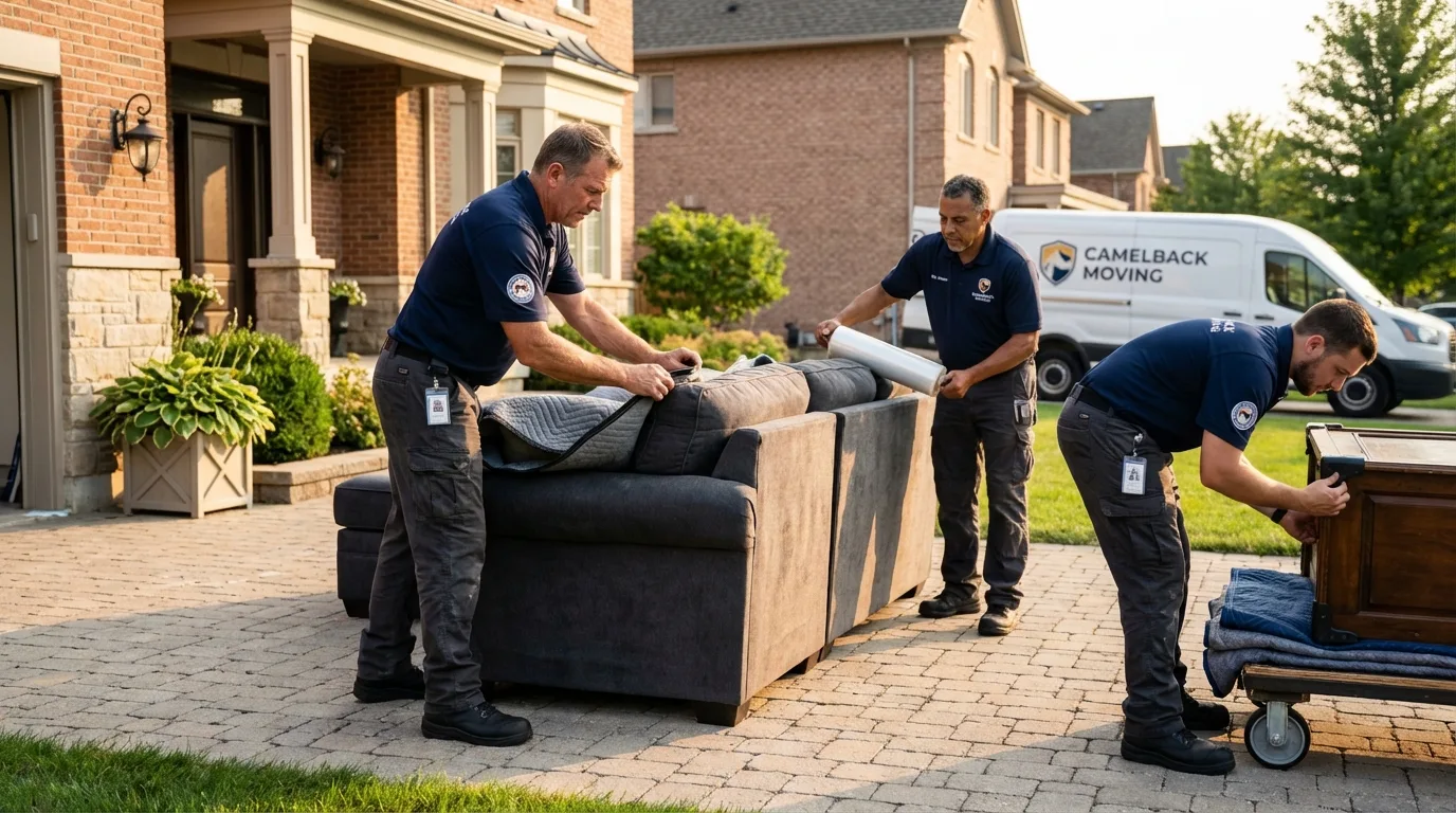 Large estate moving crew wrapping furniture in Milford, DE