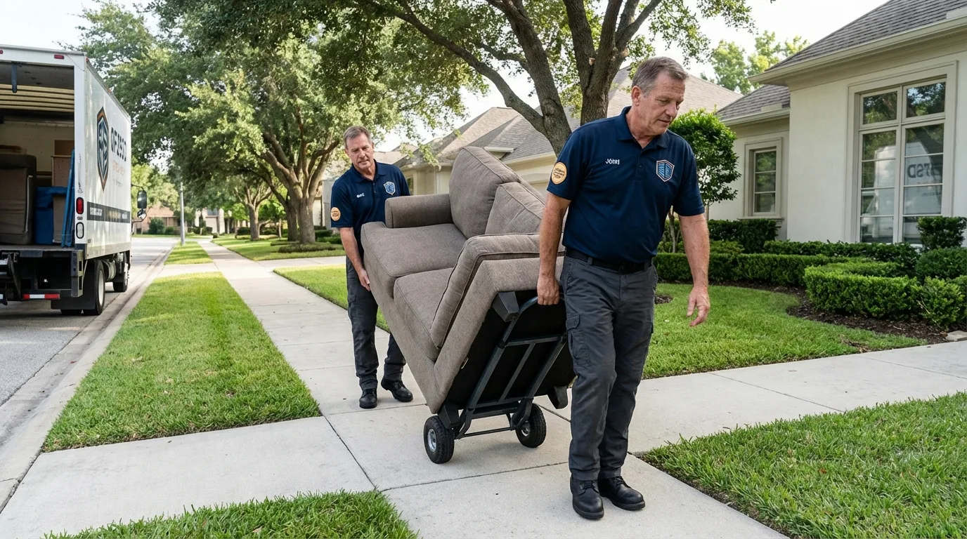 Local residential moving crew loading furniture in Milford, DE